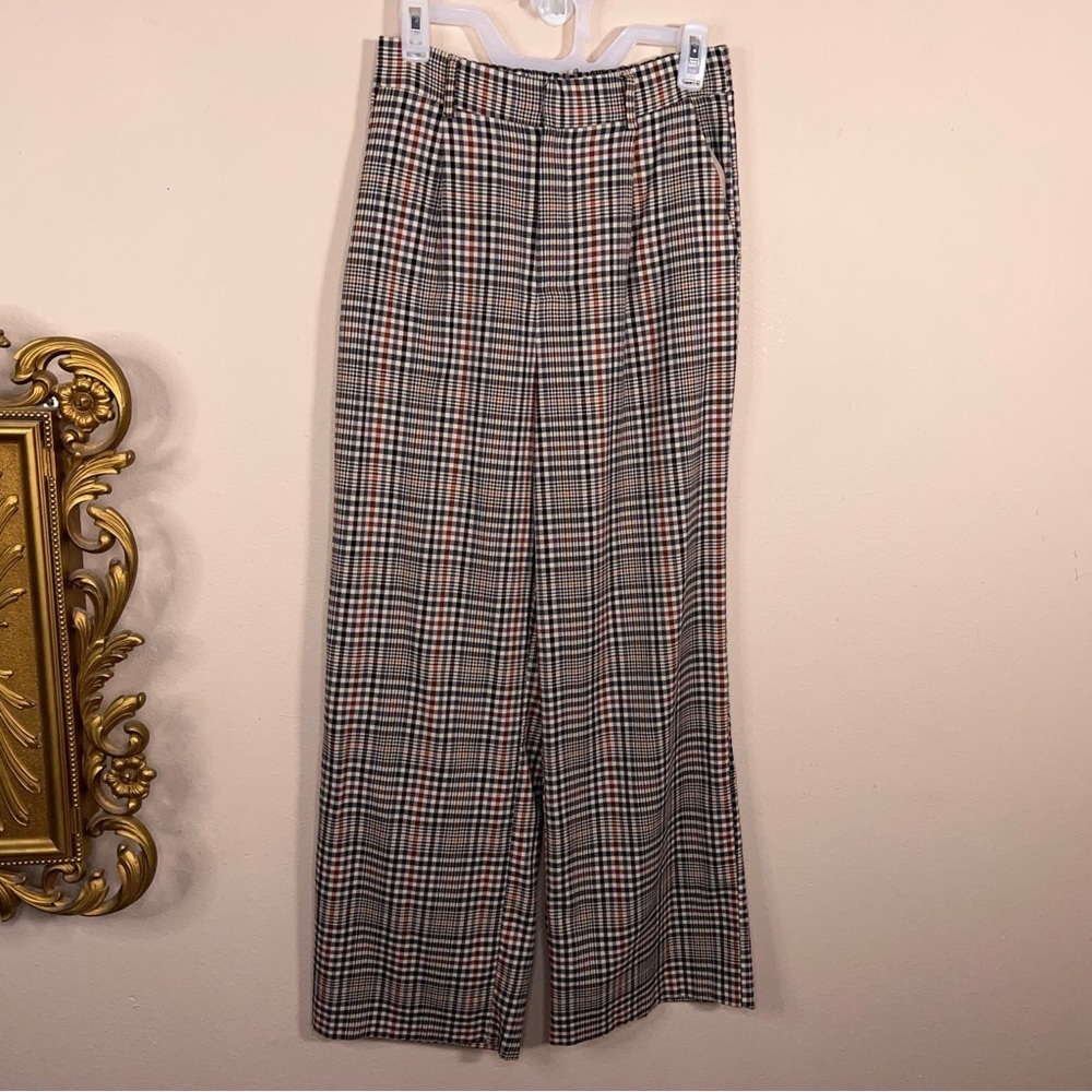 Medium Forever 21 Plaid Pants Wide Leg Black White Academia Belt Loops - Picture 12 of 12